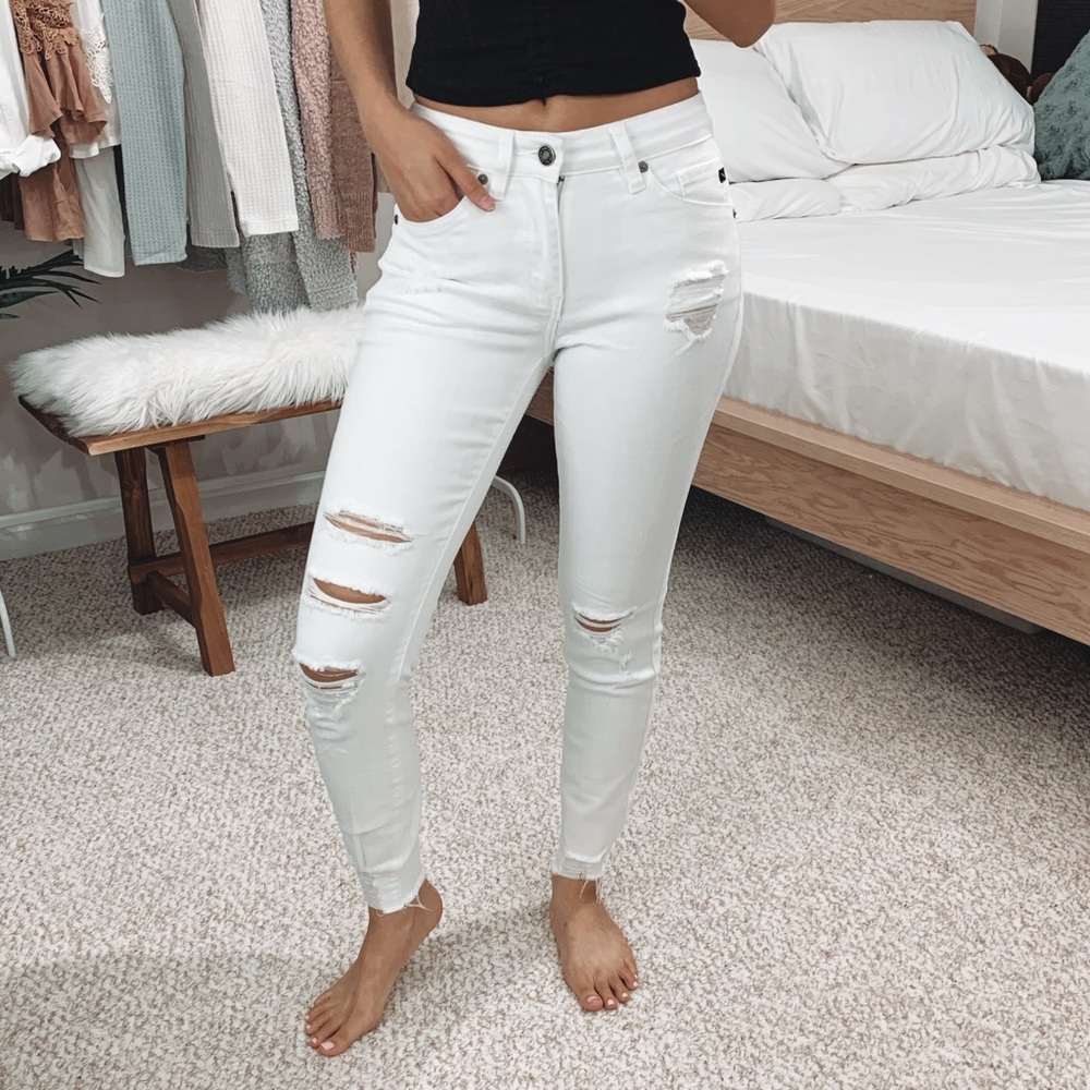 LAST 2 🆕 Troy - White Slit Denim